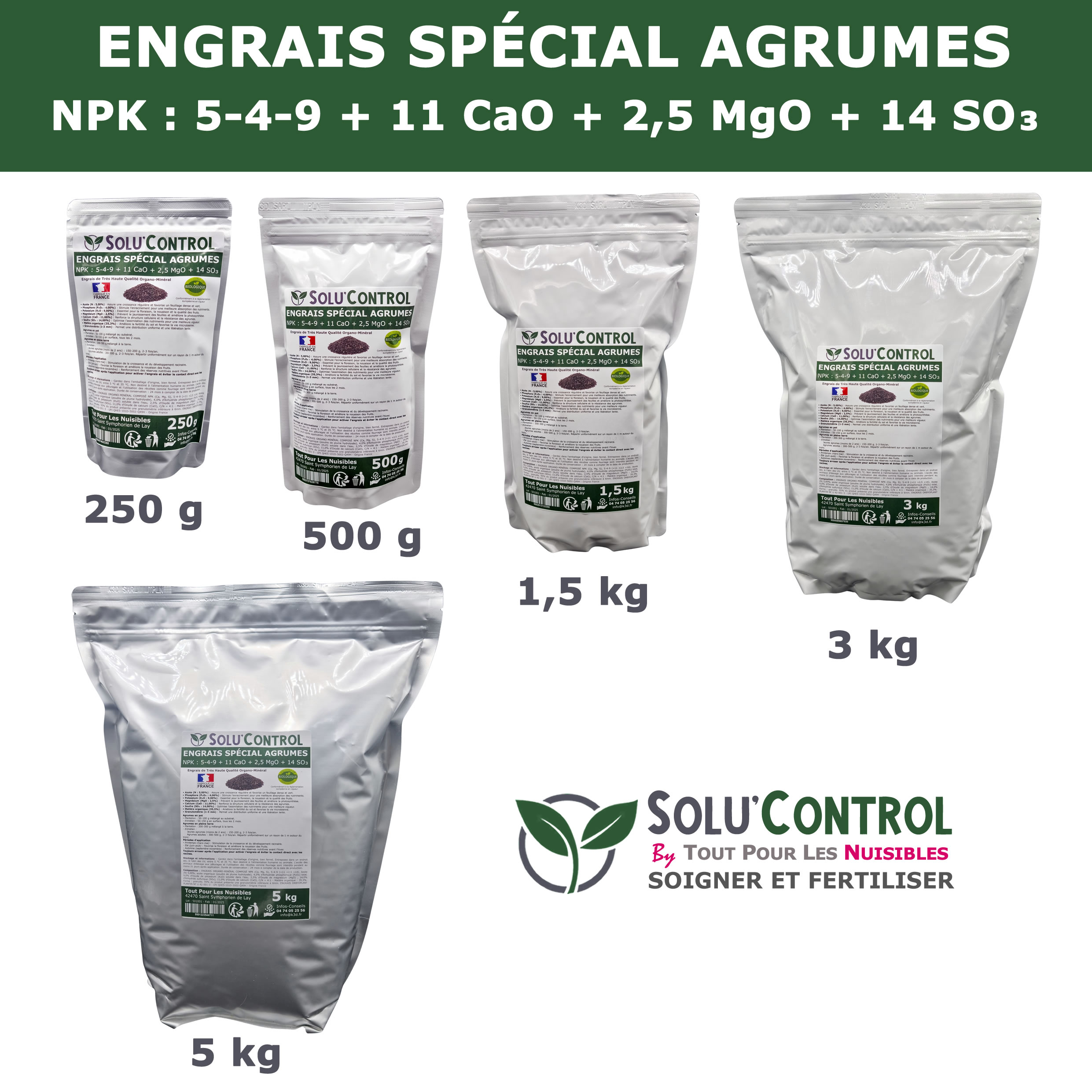 Engrais Spécial Agrumes- SoluControl - Formulation haute qualité Organo-Minerale