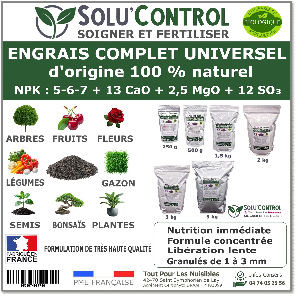 Engrais complet universel et équilibré, SoluControl