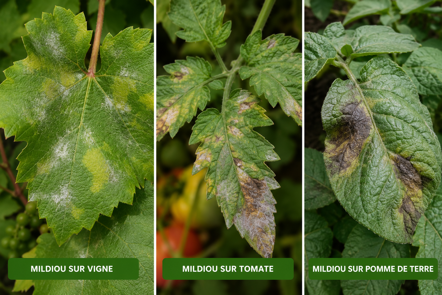 mildiou de la vigne, mildiou de la tomate, mildiou de la pomme de terre